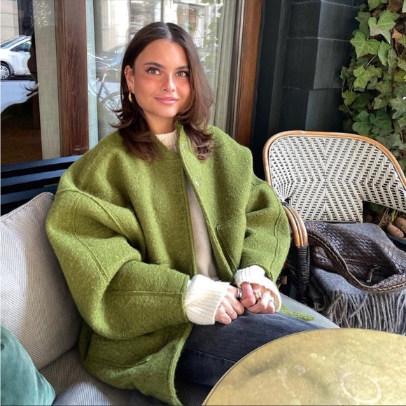 Zara Green Textured Bomber - Picture 1 of 13